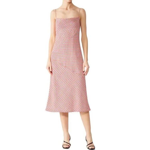 CMEO COLLECTIVE Red Checked Midi Dress Medium - Picture 1 of 5